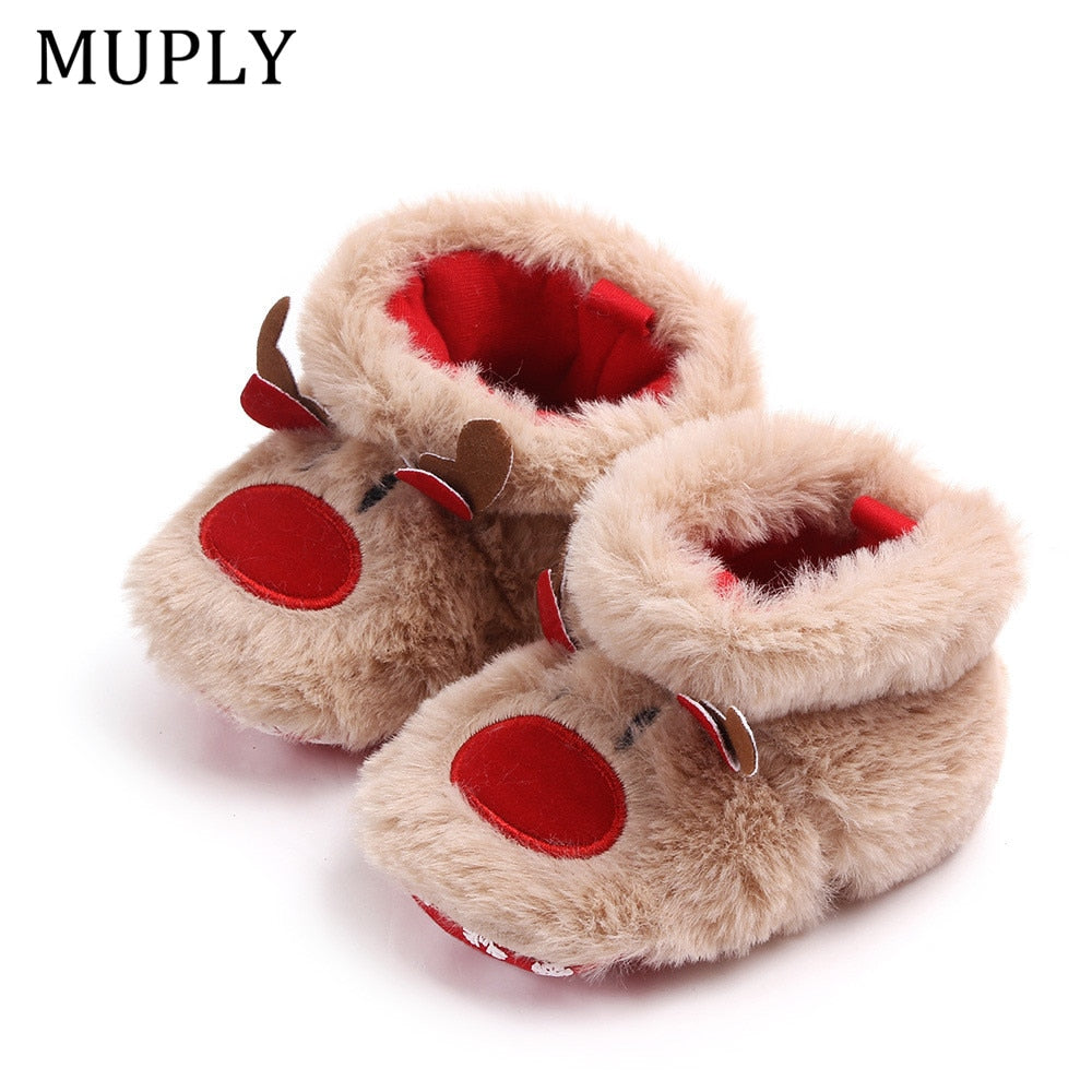 Winter Baby Girls Boys Keep Warm Shoes Muply Christmas Elk First Walkers Anti-slip Newborn Toddler Infant Girl Footwear Shoes