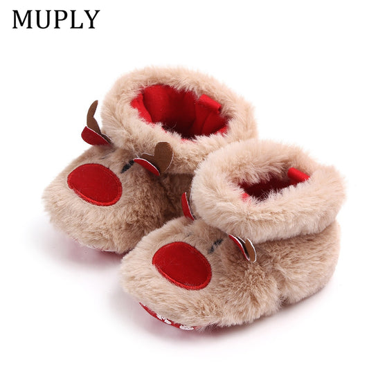 Winter Baby Girls Boys Keep Warm Shoes Muply Christmas Elk First Walkers Anti-slip Newborn Toddler Infant Girl Footwear Shoes