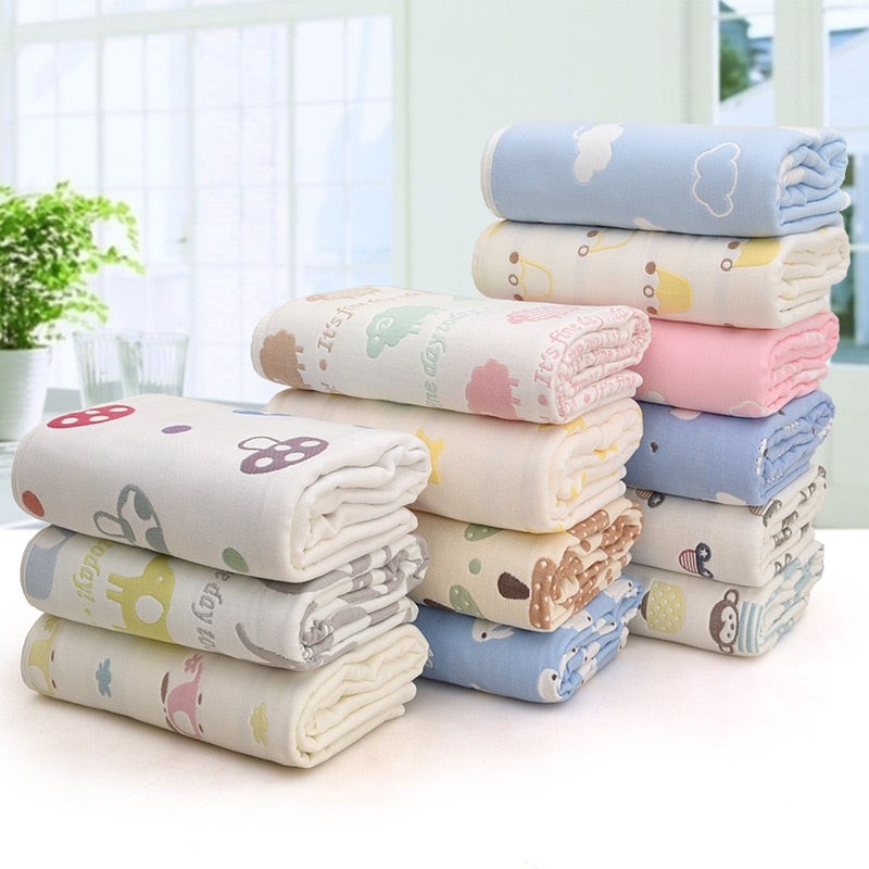 Parent-child Baby Summer Bedding Sofa Quilt 100% Cotton Baby Blanket Child Quilt 6 Layers Muslin Swaddle for Newborns