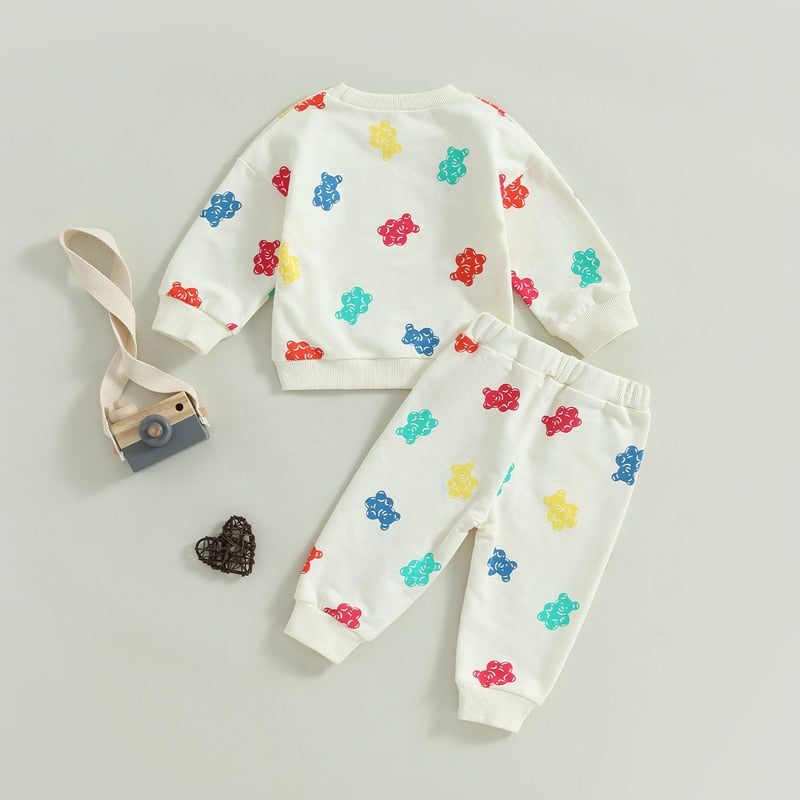 Bear Print Sweatshirt Set